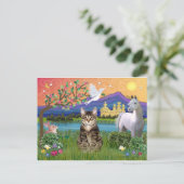 Carte Postale Chat - (Tabby) - Terrain d'Imaginaire (Debout devant)