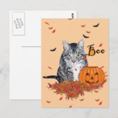 Carte Postale Chat tigré Halloween (Devant / Derrière)