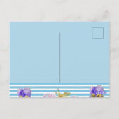 Carte Postale Chat tigré rayé bleu shabby chic amour cœur (Dos)