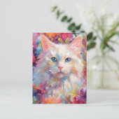 Carte Postale Chat turc angora coloré (Debout devant)