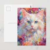 Carte Postale Chat turc angora coloré (Devant / Derrière)