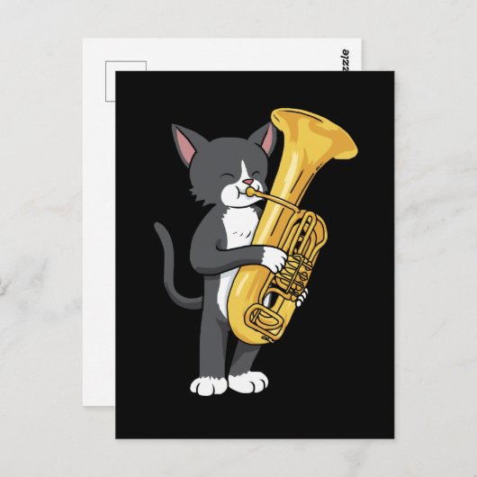 Carte Postale Chat Tuxedo Tuba Cadeaux Femmes Hommes Orchestre d (Devant / Derrière)