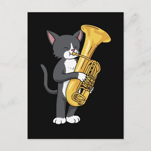 Carte Postale Chat Tuxedo Tuba Cadeaux Femmes Hommes Orchestre d (Devant)