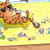 Carte Postale Chat vacances d'été