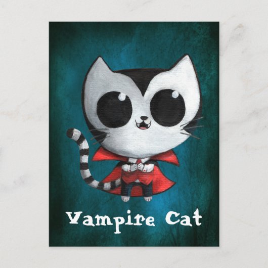 Carte Postale Chat Vampire mignon (Devant)