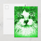 Carte Postale Chat vert d'art pop moderne (Devant / Derrière)