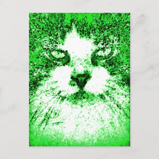 Carte Postale Chat vert d'art pop moderne (Devant)