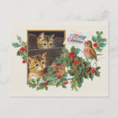 Carte Postale Chat Vintage Noël mignon (Devant)