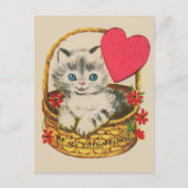 Carte Postale Chat vintage Valentine (Devant)