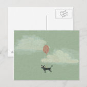Carte postale Chat volant (Devant / Derrière)