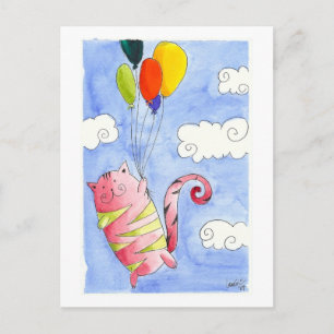 Carte Postale Chat volant