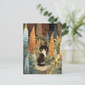 Carte Postale Chat Whimsical Assis Parmi Les Fleurs De Lupine Vi (Debout devant)