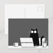 Carte Postale Chat Zéro Motivation – Dessin animé drôle de trava (Devant / Derrière)