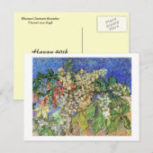 Carte Postale Châtaigniers en fleurs Branches, Van Gogh. (Devant / Derrière)