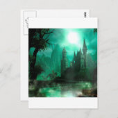 Carte Postale Château abstrait de clair de lune de jade (Devant / Derrière)
