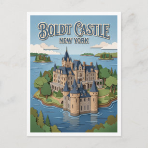 Carte Postale Château Boldt, île Heart, Mille Îles