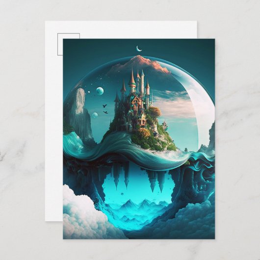 Carte Postale Château Dans Crystal Ball (Devant / Derrière)