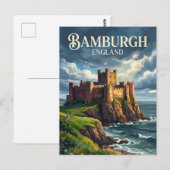 Carte Postale Château de Bamburgh Angleterre (Devant / Derrière)