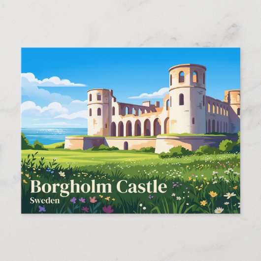 Carte Postale Château de Borgholm Suède (Devant)