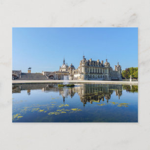 Carte Postale Château de Chantilly avec réflexion dans un étang