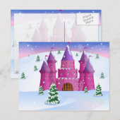 Carte Postale Château de Fée Taille Neige d'Hiver (Devant / Derrière)