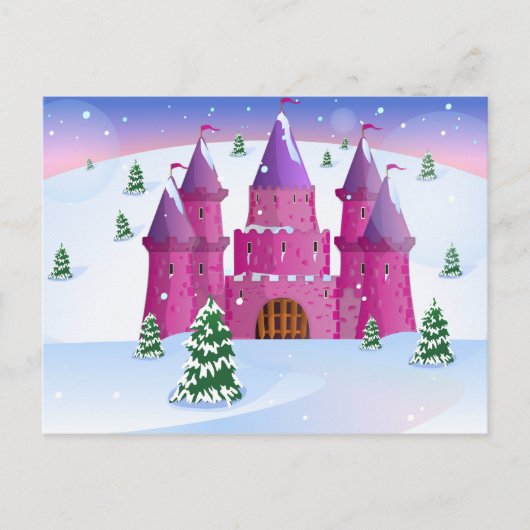 Carte Postale Château de Fée Taille Neige d'Hiver (Devant)