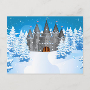 Carte Postale Château de Fée Taille Neige d'Hiver
