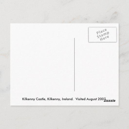 Carte Postale Château de Kilkenny, Kilkenny, Irlande - Customisé (Dos)