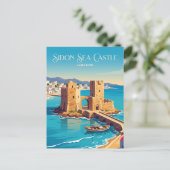 Carte Postale Château de la Mer de Sidon Liban (Debout devant)