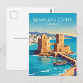 Carte Postale Château de la Mer de Sidon Liban (Devant / Derrière)