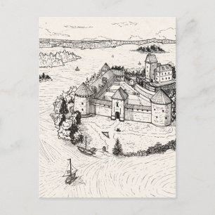 Carte Postale Château de l'île de Trakai Lituanie Architecture g