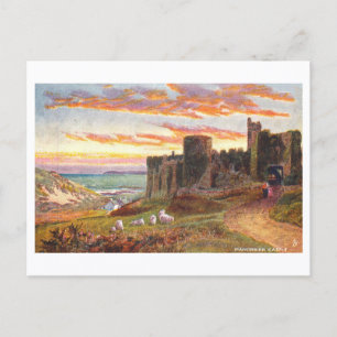 Carte Postale Château de Manorbier vintage, Pays de Galles