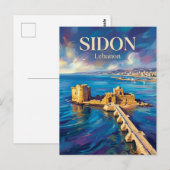 Carte Postale Château de Mer de Sidon Liban (Devant / Derrière)