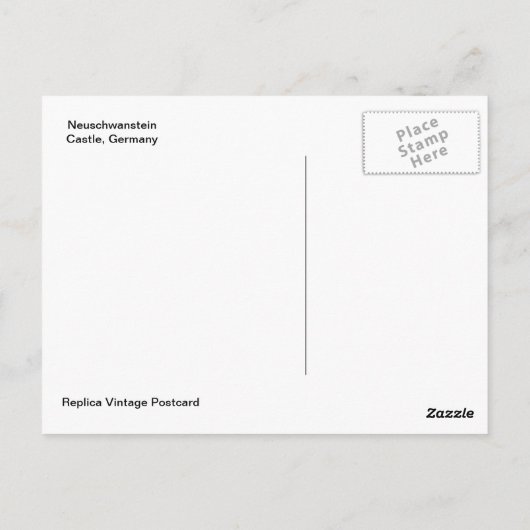 Carte Postale Château de Neuschwanstein, Allemagne (Dos)