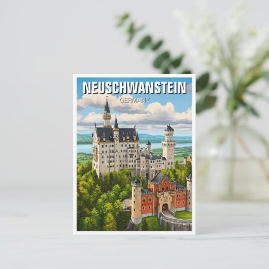 Carte Postale Château de Neuschwanstein Allemagne Voyage (Debout devant)