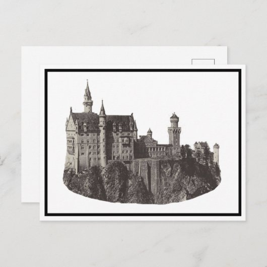 Carte Postale Château de Neuschwanstein Art historique noir et b (Devant / Derrière)