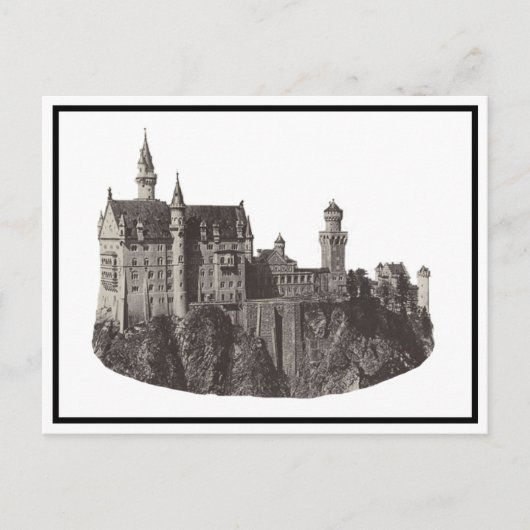 Carte Postale Château de Neuschwanstein Art historique noir et b (Devant)