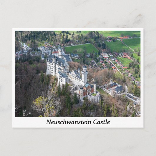 Carte Postale Château de Neuschwanstein et vallée des Alpes en A (Devant)