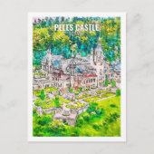 Carte Postale Château de Peles Roumanie Fameux Voyage Aquarelle (Devant)