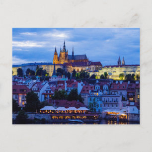Carte Postale Château de Prague au crépuscule, Prague, Tchéquie