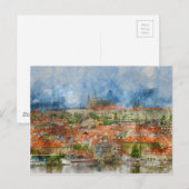 Carte Postale Château de Prague avec célèbre Pont Charles en tch (Devant / Derrière)