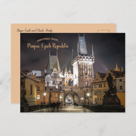 Carte Postale Château de Prague Charles Bridge République tchèqu (Devant / Derrière)
