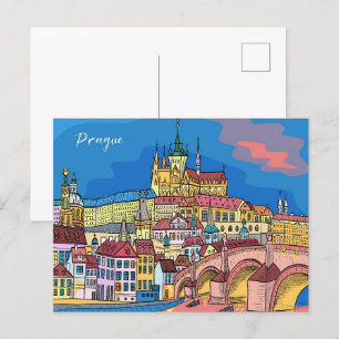 Carte Postale Château de Prague Charles Bridge Tchèque Voyage