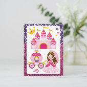 Carte Postale Château de Princesse Couronne Dorée Sequins Rose V (Debout devant)