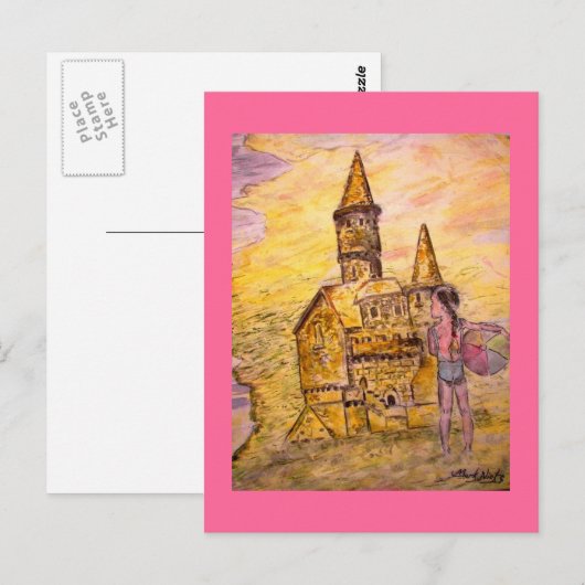 Carte Postale château de sable (Devant / Derrière)