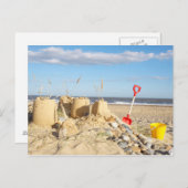 Carte Postale Château de sable de Beach (Devant / Derrière)