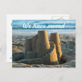 Carte Postale Château de sable Nous avons déménagé Annonce de dé (Devant / Derrière)