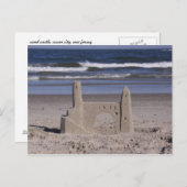 Carte Postale château de sable, océan ville (Devant / Derrière)