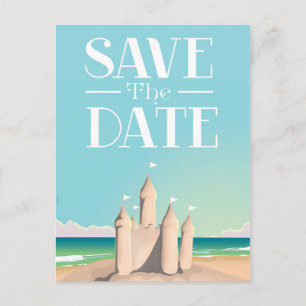 Carte Postale Château de sable pour Sauvegarder la Date