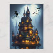 Carte Postale Château de Sorcière Halloween effrayant (Devant)